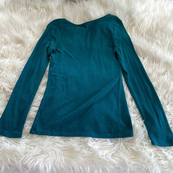 A new day target brand Aqua blue green solid long sleeve tee crew Neck sweater - Picture 3 of 17